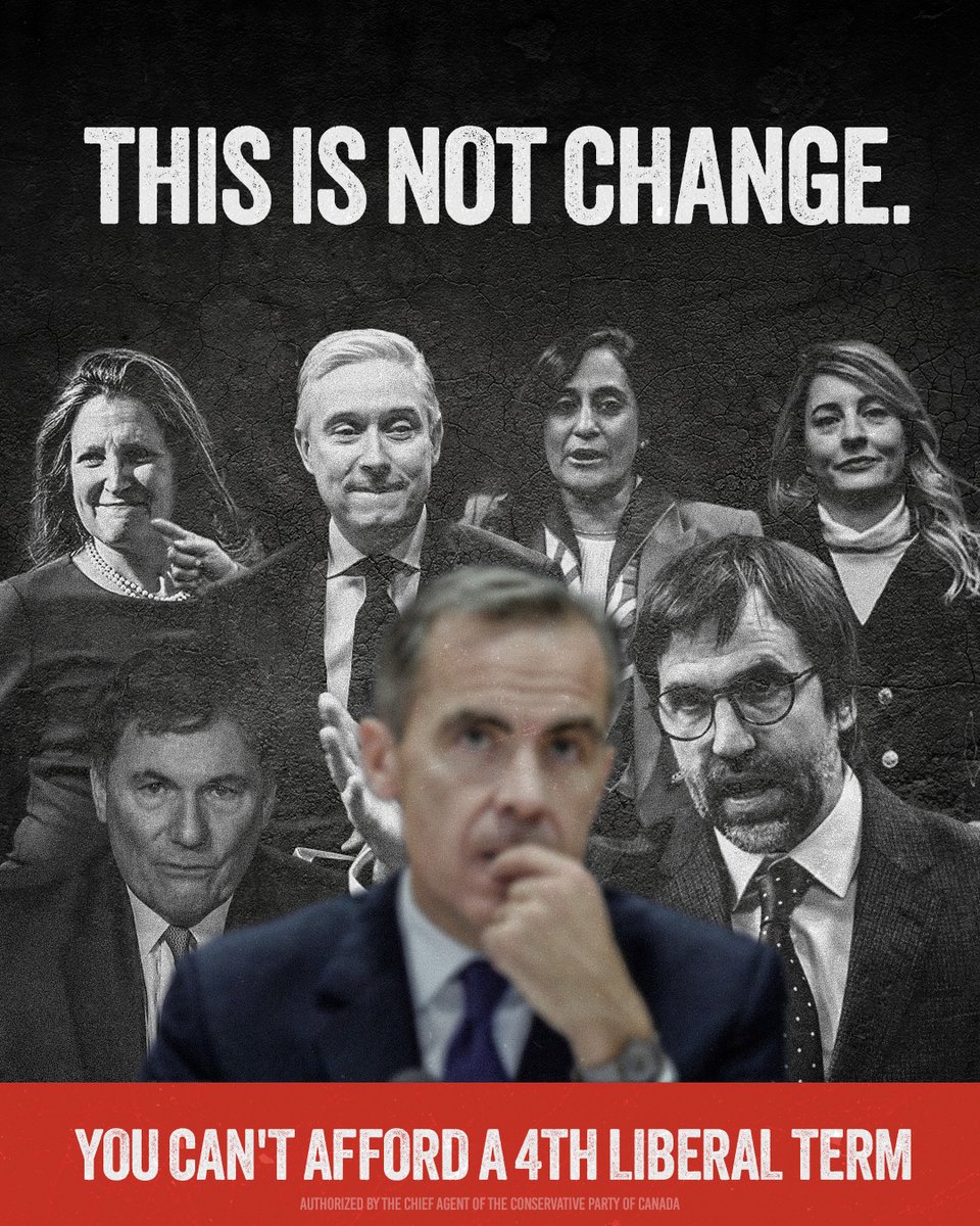 Same Liberal team. Same Liberal policies. Same failed results.

A 4th Liberal term? You can’t afford it. 

Vote for Change. Vote Conservative. Vote today.