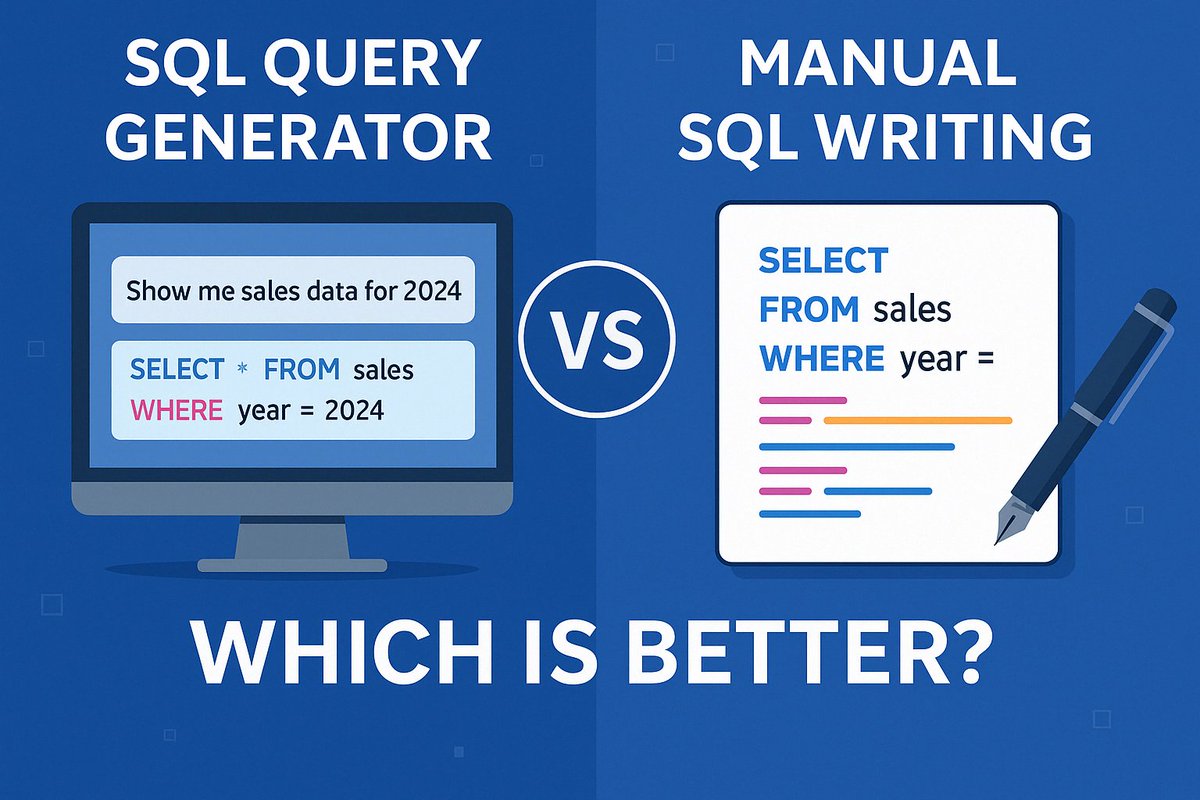 heyAI2sql's tweet image. Manual SQL or AI-powered query generation? 🤔
🧠 Manual = full control
⚡ AI tools (like AI2sql.io ) = speed, simplicity, fewer errors
Not a replacement—just the smarter way to work faster.
Try both. Use what fits.
#SQL #AI2sql #DevTools #DataAnalytics #AI…