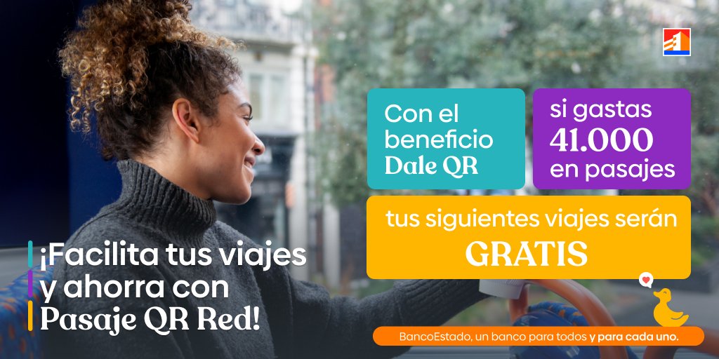 ¡Muévete por Santiago sin efectivo ni tarjetas! 🚍 Usa Pasaje QR RED de tu App BancoEstado y paga en la micro, Metro y Tren Nos. Además, si acumulas $41.000 en pasajes, los siguientes viajes del mes son gratis. ¡Actívalo hoy mismo! 🚍📱 #PasajeQR