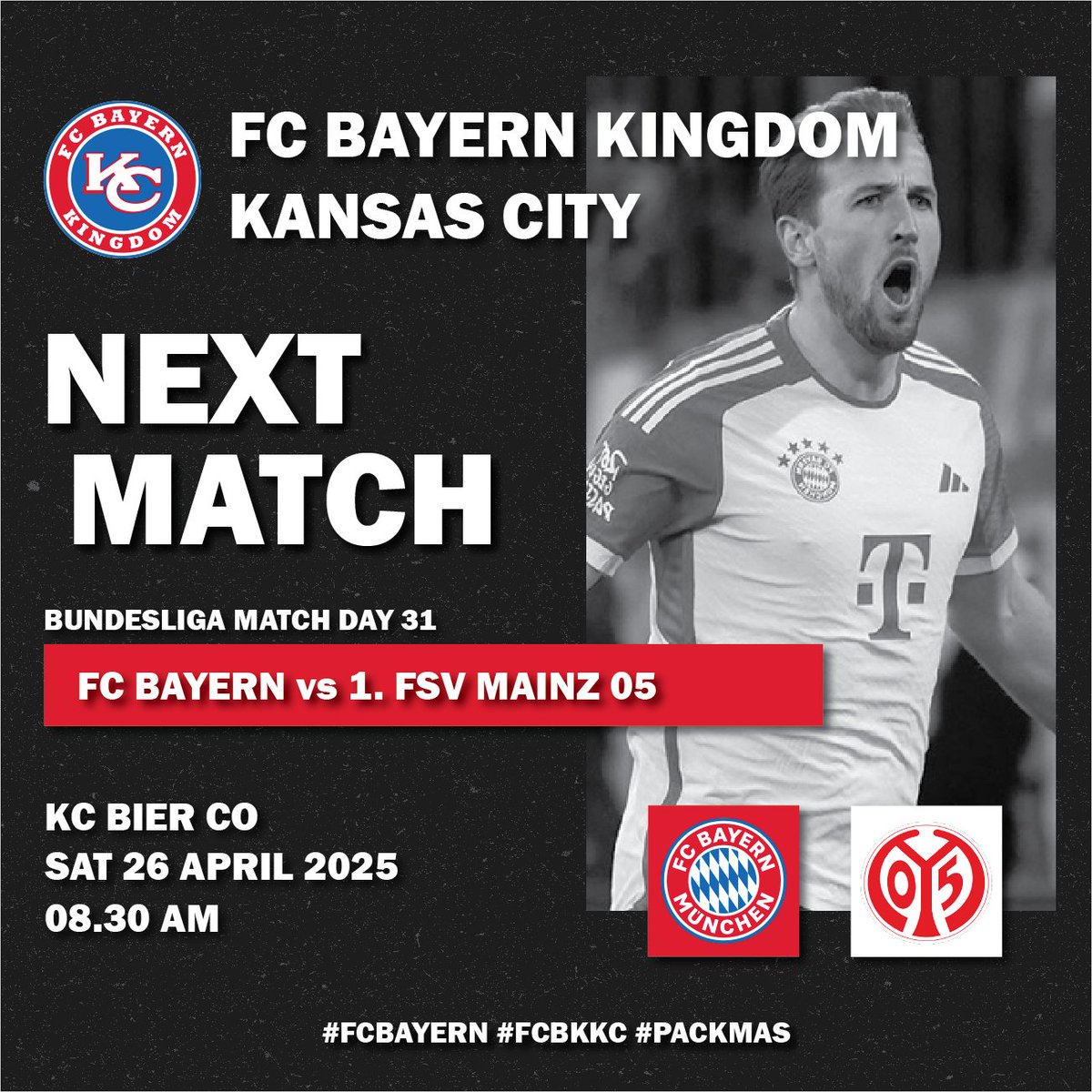 FCBayernKC's tweet photo. Bundesliga Match Day 31: FC Bayern vs 1. FSV Mainz 05 at @kcbierco ⚽️🥨🍻

https://t.co/ijnypgFA1v

#fcbayern #fcbkkc #packmas https://t.co/ddVytX9nyL