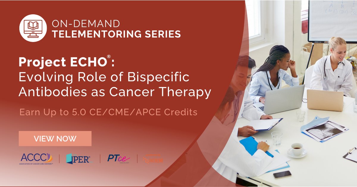 ACCC (@acccbuzz) on Twitter photo To assist multidisciplinary oncology teams with delivery of bispecific antibody therapy, ACCC offers an on-demand CME series using the Project ECHO model. View at hubs.li/Q03j3YV80
Thank you, <a href="/JanakiramMurali/">Murali Janakiram</a>, <a href="/FirasElChaer/">Firas El Chaer, MD, MSHCM</a>, <a href="/gotoPER/">PER</a>, and <a href="/PharmacyTimesCE/">PTCE</a> for your support. To assist multidisciplinary oncology teams with delivery of bispecific antibody therapy, ACCC offers an on-demand CME series using the Project ECHO model. View at hubs.li/Q03j3YV80
Thank you, <a href="/JanakiramMurali/">Murali Janakiram</a>, <a href="/FirasElChaer/">Firas El Chaer, MD, MSHCM</a>, <a href="/gotoPER/">PER</a>, and <a href="/PharmacyTimesCE/">PTCE</a> for your support.