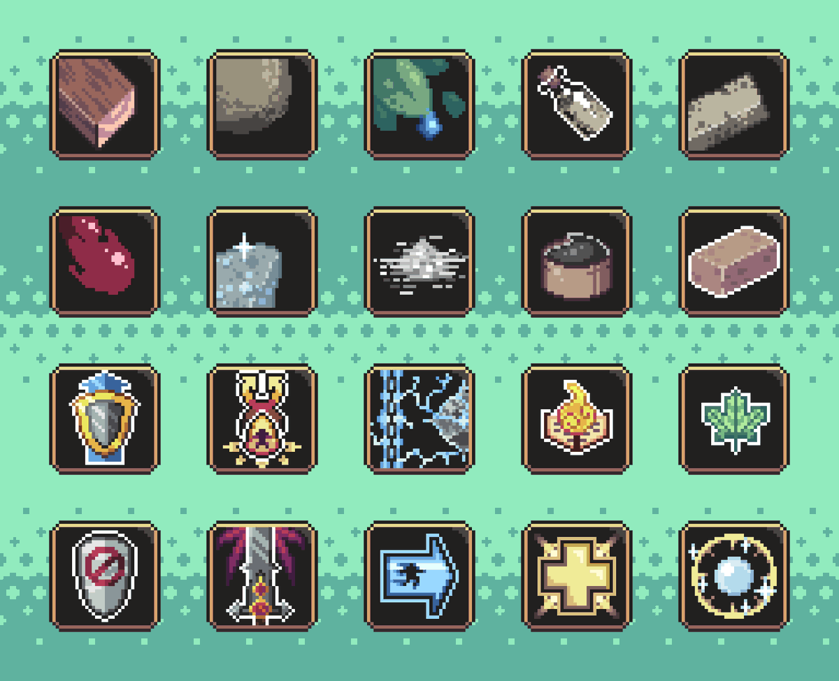 PastelZel's tweet photo. Some RPG (adjacent) icons and weapons that I'm proud of from the last few years.

#pixelart #gamedev #ドット絵 https://t.co/j2i2WKuLVW