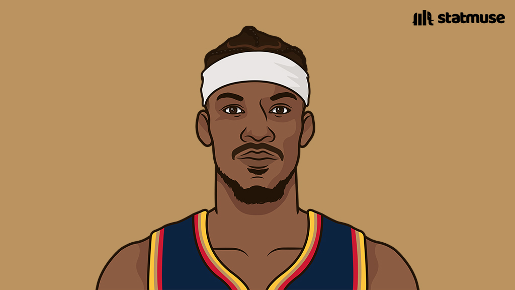 statmuse's tweet image. Over the last three games:

Steph —                               Jimmy —
34.7 PPG                              31.0 PPG
5.7 RPG                                 5.0 RPG
6.0 3PM                                7.0 APG        
51/53/100%                        3.0 SPG