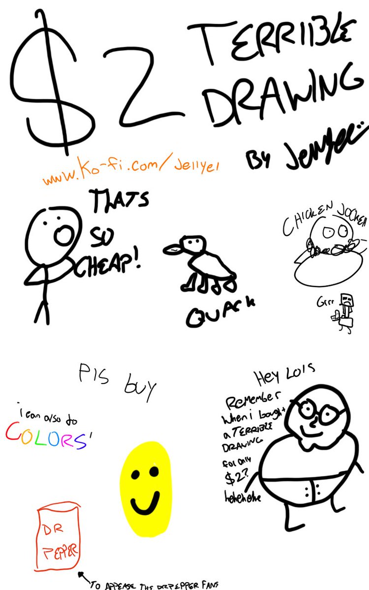 JellyEL_o00f's tweet image. idk whos gonna see this but my commissions are open and i can make terrible drawings for 2 dollars :3 heres a poster
