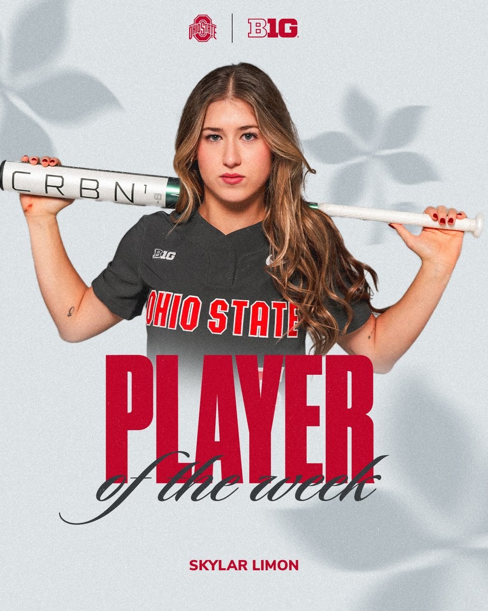 𝐁𝐢𝐠 𝐓𝐞𝐧 𝐏𝐥𝐚𝐲𝐞𝐫 𝐨𝐟 𝐭𝐡𝐞 𝐖𝐞𝐞𝐤 ⭐️

She did it all for the Buckeyes last week both at the plate and in the field. It’s easy to see why Skylar Limon is this week’s Big Ten Player of the Week ‼️

#GoBucks