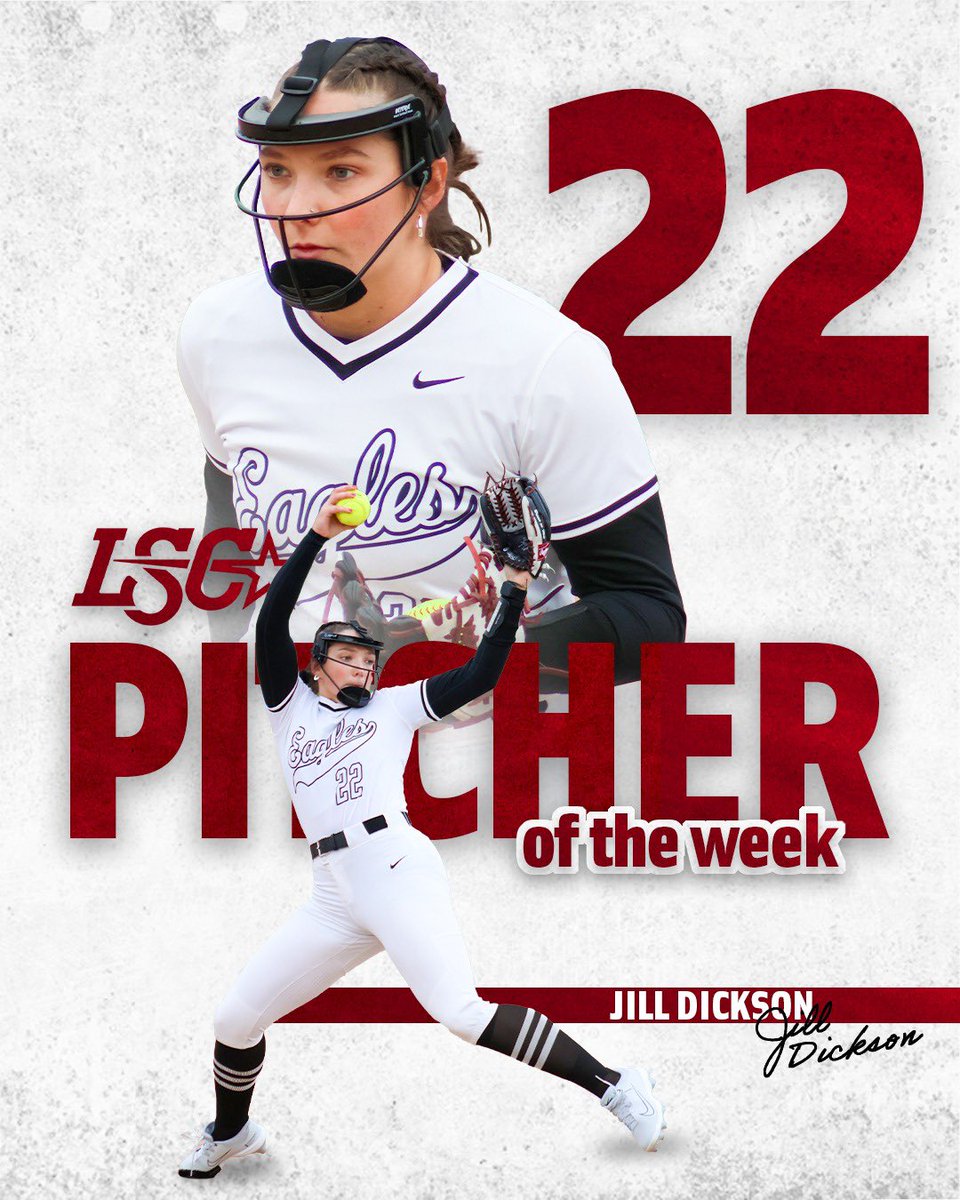 OCEagles's tweet photo. 3️⃣ wins in 3️⃣ games for Ms. Dickson. 💁‍♀️😮‍💨

For the first time this season, Jill Dickson is the @LoneStarConf Pitcher of the Week! 🔥

🔗 https://t.co/uat9kBwLNH

#TalonsUp #LSCsb @OCeaglesSB https://t.co/fQ3VGjWRnq