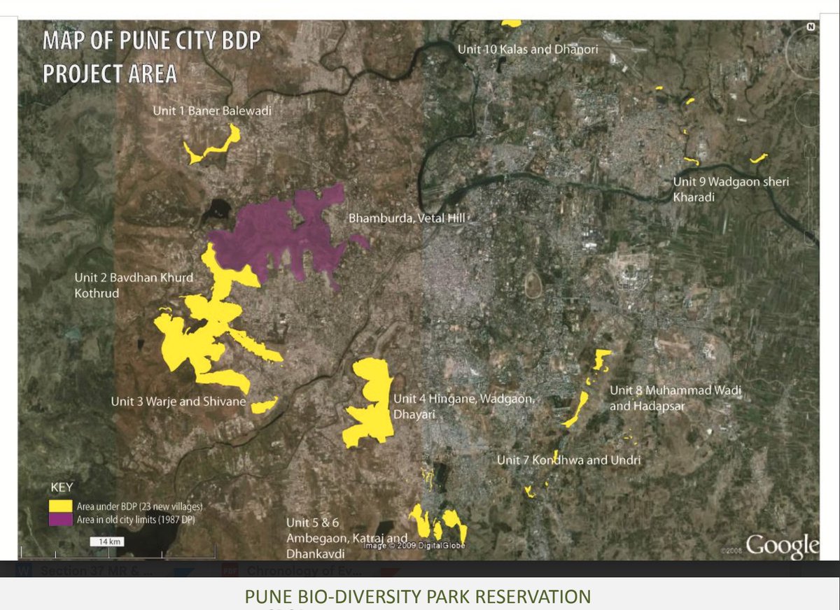 Map denoting the areas marked as reserved Biodiversity Parks (BDP) throughout Pune. #GreenPuneMovement #savepunehills #bdppune