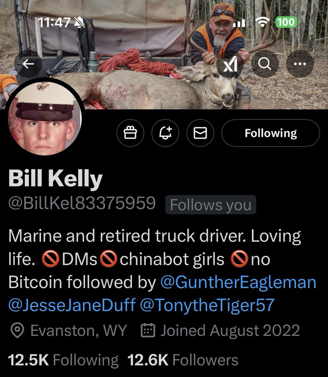 Conservative Cat (@lynnhall268) on Twitter photo Please give <a href="/BillKel83375959/">Bill Kelly</a> a follow and a repost or shoutout to show our gratitude for his service.
USMC Veteran
Thank you for your service. We appreciate you.
*These shoutouts are unsolicited and a show of gratitude and respect and are not a request for a follow back. Please give <a href="/BillKel83375959/">Bill Kelly</a> a follow and a repost or shoutout to show our gratitude for his service.
USMC Veteran
Thank you for your service. We appreciate you.
*These shoutouts are unsolicited and a show of gratitude and respect and are not a request for a follow back.