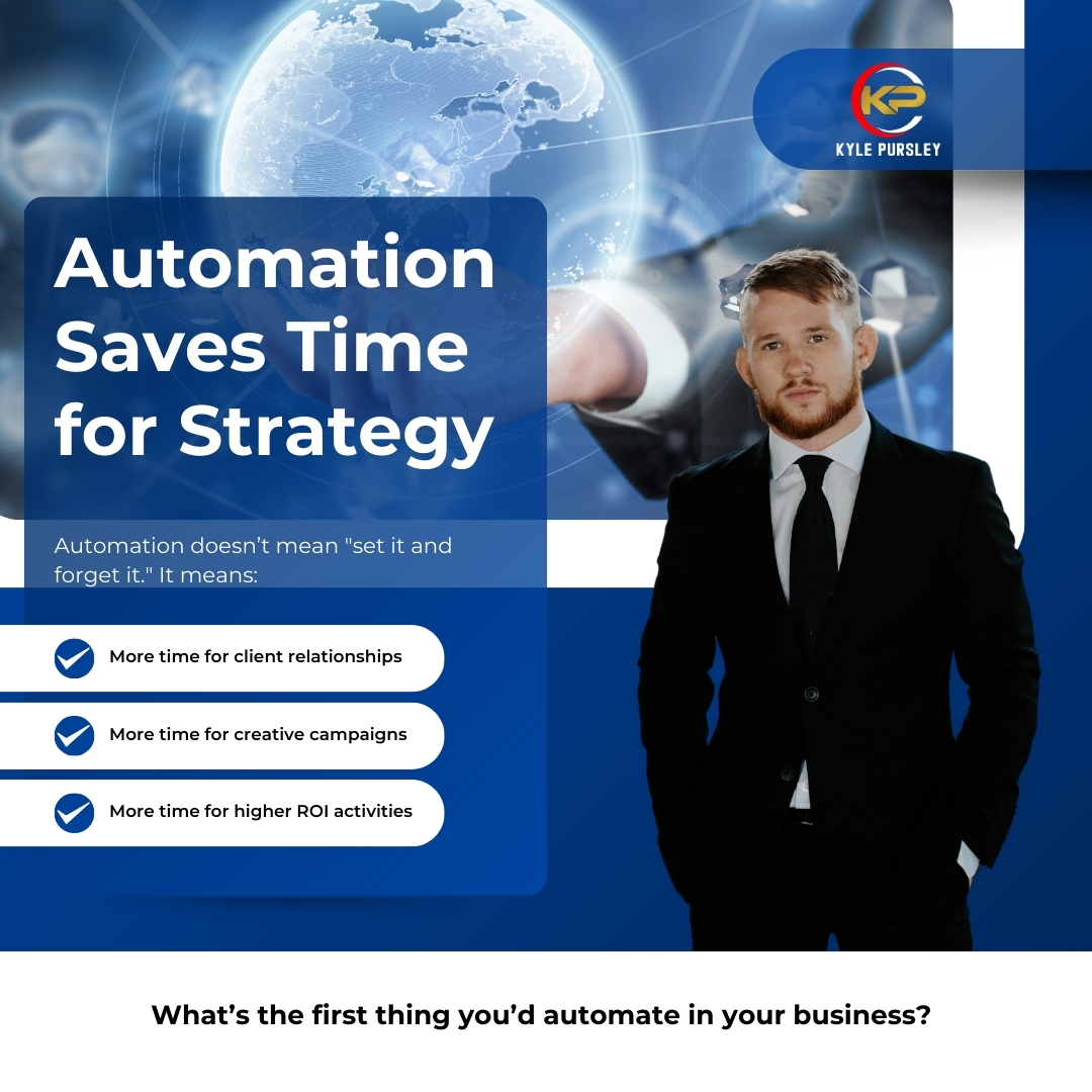 kylepursley1's tweet photo. Automation Saves Time for Strategy

Automation doesn’t mean "set it and forget it." It means:
✅ More time for client relationships
✅ More time for creative campaigns
✅ More time for higher ROI activities

What’s the first thing you’d automate in your business? https://t.co/P8bvobyCkr