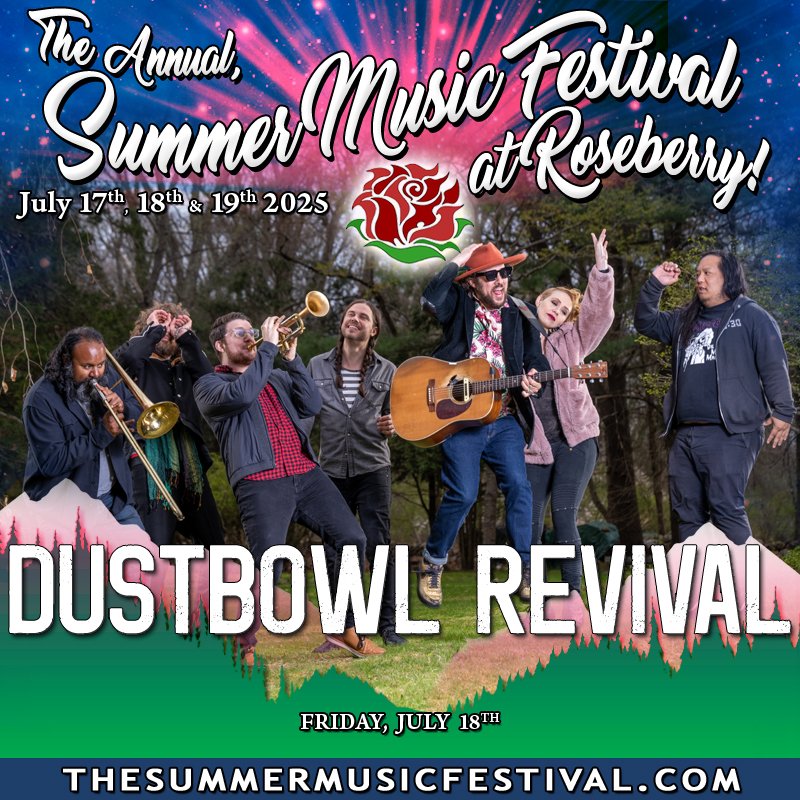 roseberryfest's tweet photo. **ARTIST ANNOUNCEMENT!**
We know y'all have been waiting for more bands to be announced. Well, here is one that should get you excited for this summer, because this band is going to be fun! We are extremely excited to have Dustbowl Revival getting us on our feet on Friday night! https://t.co/lv1dhi1cXw