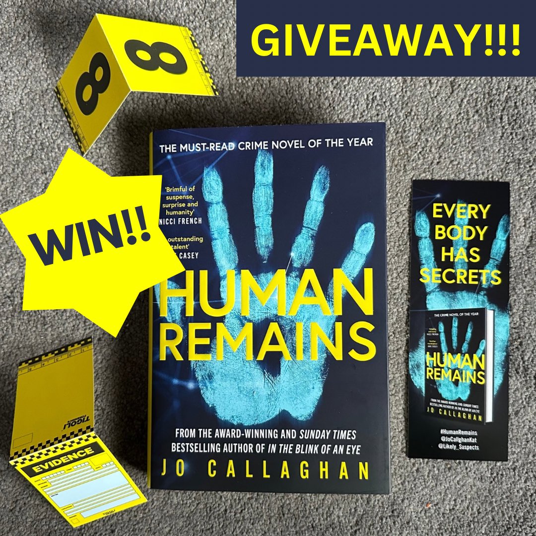 Shona Holmes-Berry (@shonaholmes23) on Twitter photo ๐จ #GIVEAWAY ๐จ
Who wants to win a copy of the much anticipated #HumanRemains by <a href="/JoCallaghanKat/">Jo Callaghan</a>?
To enter:
โญ๏ธFollow me
โญ๏ธLike
โญ๏ธRetweet
๐คGood Luck!
UK only, ends 24/4. Enter here & on Insta (๐in bio) & BlueSky for more chances!
#bookgiveaway #booktwitter #Giveaways ๐จ #GIVEAWAY ๐จ
Who wants to win a copy of the much anticipated #HumanRemains by <a href="/JoCallaghanKat/">Jo Callaghan</a>?
To enter:
โญ๏ธFollow me
โญ๏ธLike
โญ๏ธRetweet
๐คGood Luck!
UK only, ends 24/4. Enter here & on Insta (๐in bio) & BlueSky for more chances!
#bookgiveaway #booktwitter #Giveaways