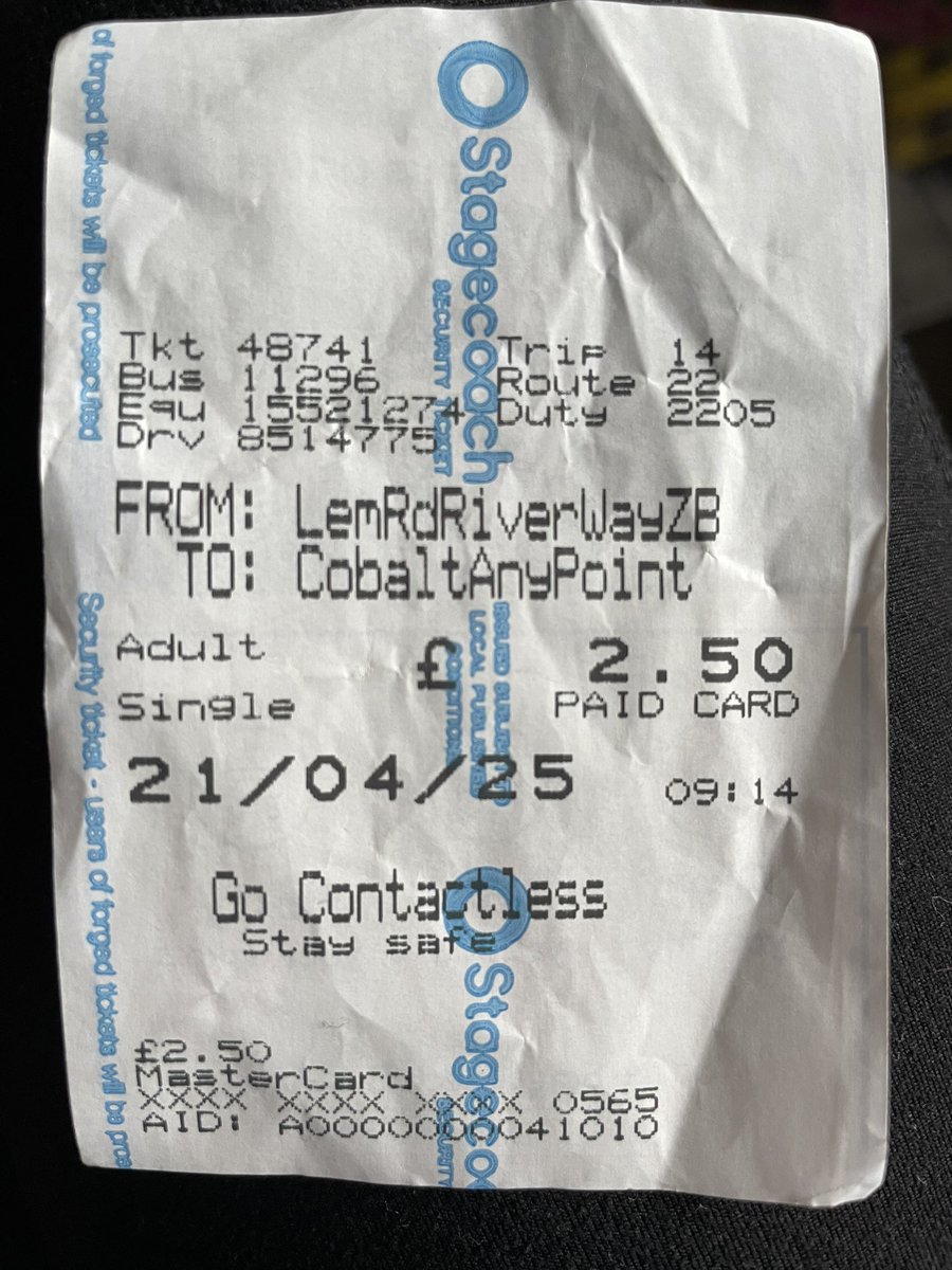 AlisonStrong's tweet photo. @StagecoachNE Here is the ticket. I managed to top my pass up on the way home. So like I said in the previous message why should I have to pay twice. When it was the drivers machine that was clearly the problem. https://t.co/rBlk8yUWuD