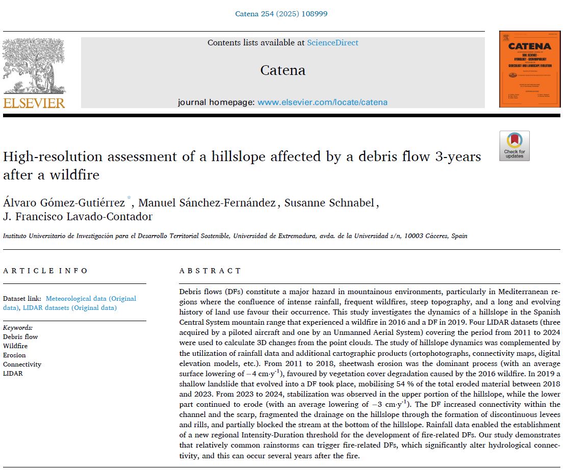 GeocomesU's tweet photo. Descubre nuestro trabajo: High-resolution assessment of a hillslope affected by a debris flow 3-years after a wildfire

https://t.co/vMQs3y8bIk https://t.co/wm02ZzLUhR