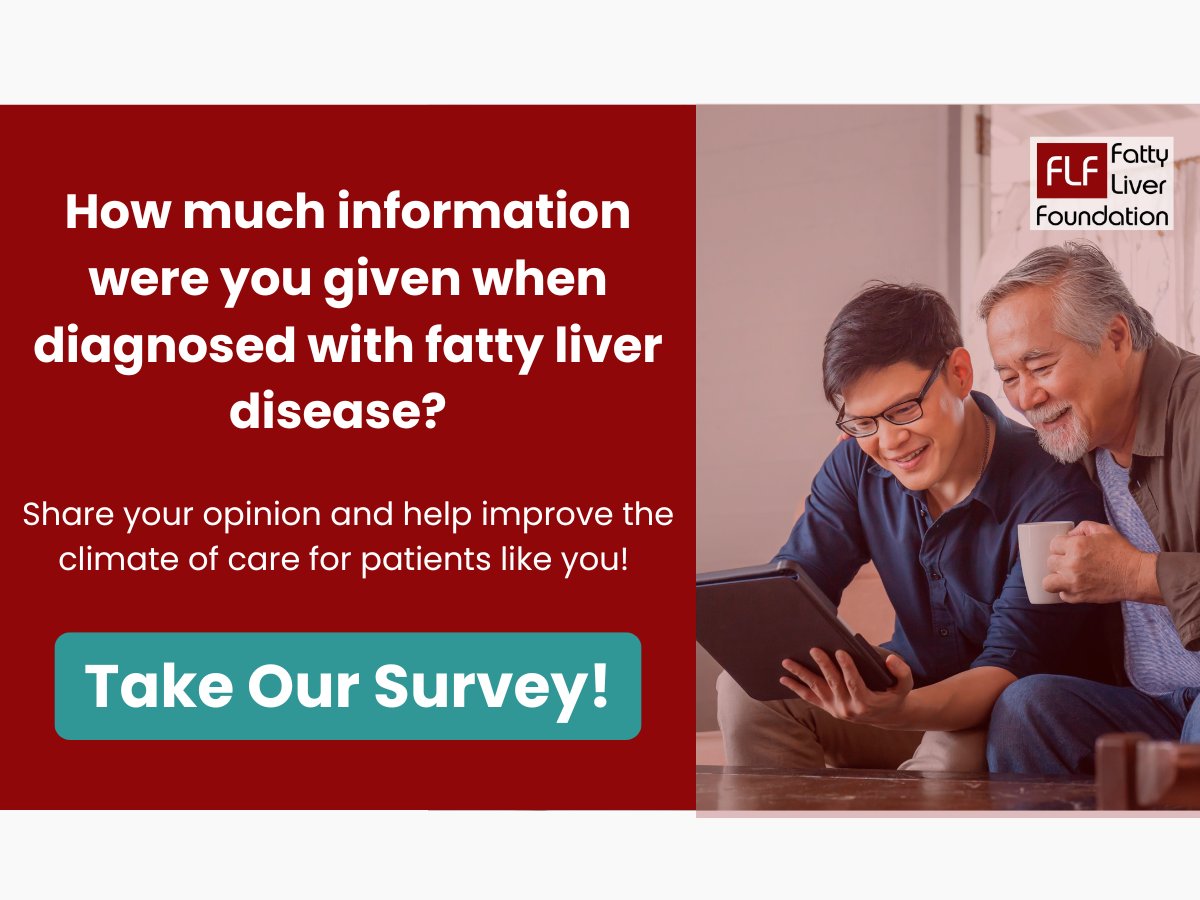 Fatty Liver Foundation (@liversaver) on Twitter photo When you were diagnosed with fatty liver disease, how much information did you receive?
Too often, patients are left without answers—and we want to change that.
💬 The Fatty Liver Foundation’s 2025 Patient Survey is a chance to share your experience and help transform how care When you were diagnosed with fatty liver disease, how much information did you receive?
Too often, patients are left without answers—and we want to change that.
💬 The Fatty Liver Foundation’s 2025 Patient Survey is a chance to share your experience and help transform how care