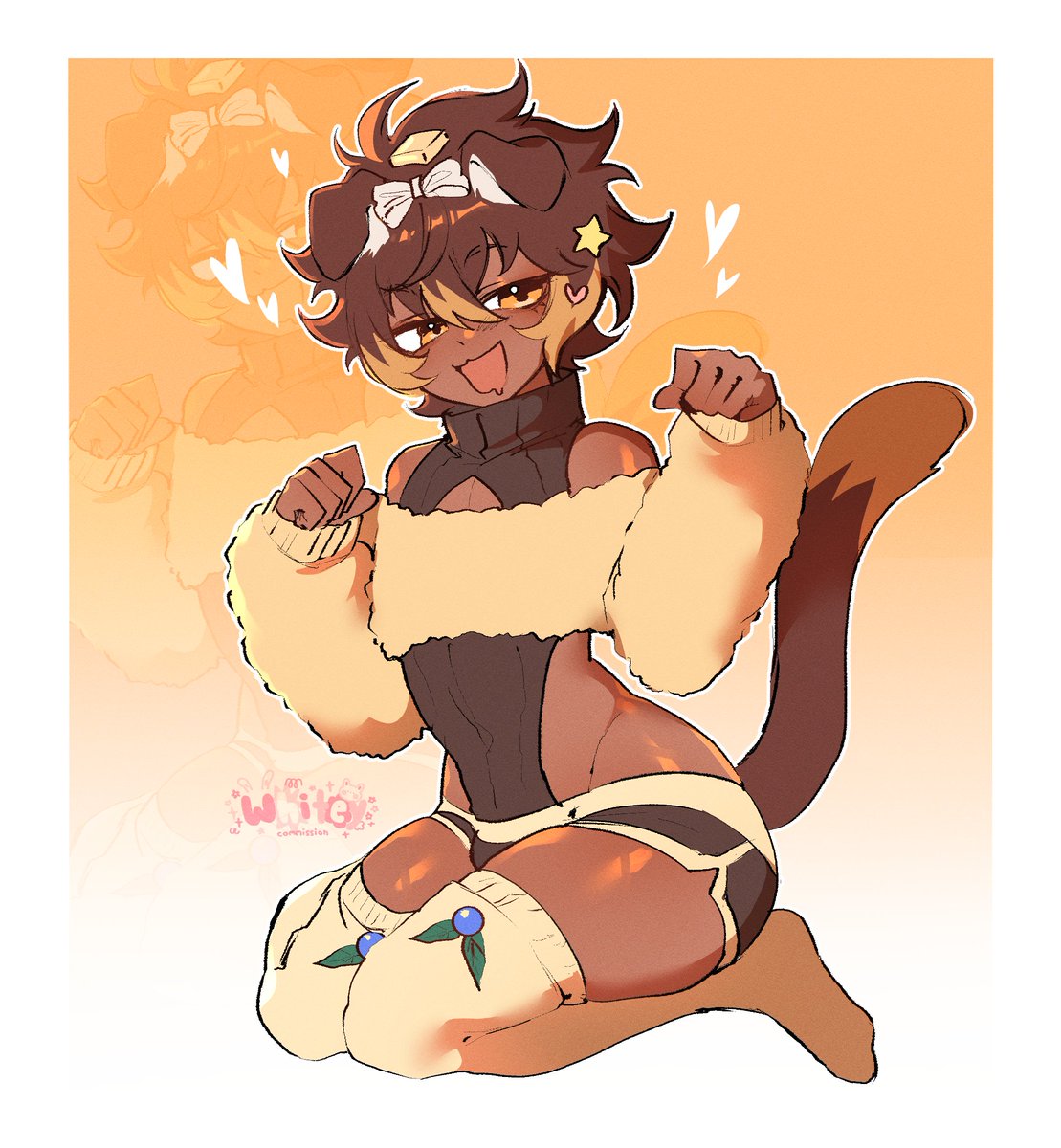 What an adorable lil' catboy, do you think he tastes like syrup? 🥞🤎
