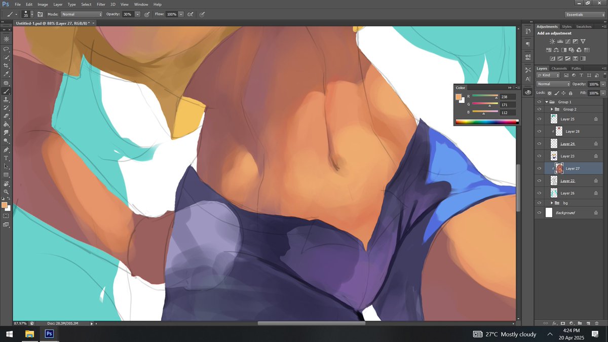 xredmhar's tweet image. Work in progress ☕
Based on the hair color and skin tone it's obvious who is it lol 😝
#artmoots