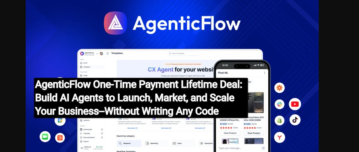 TWEETPRESSS's tweet image. AgenticFlow One-Time Payment Lifetime Deal: Build AI Agents to Launch, Market, and Scale Your Business–Without Writing Any Code
softtechhub.us/2025/04/21/age…

#AgenticFlow #AIAgents #BusinessAutomation #NoCoding #AIDriven  #DigitalTransformation #ProductivityBoost #SmallBusinessTools