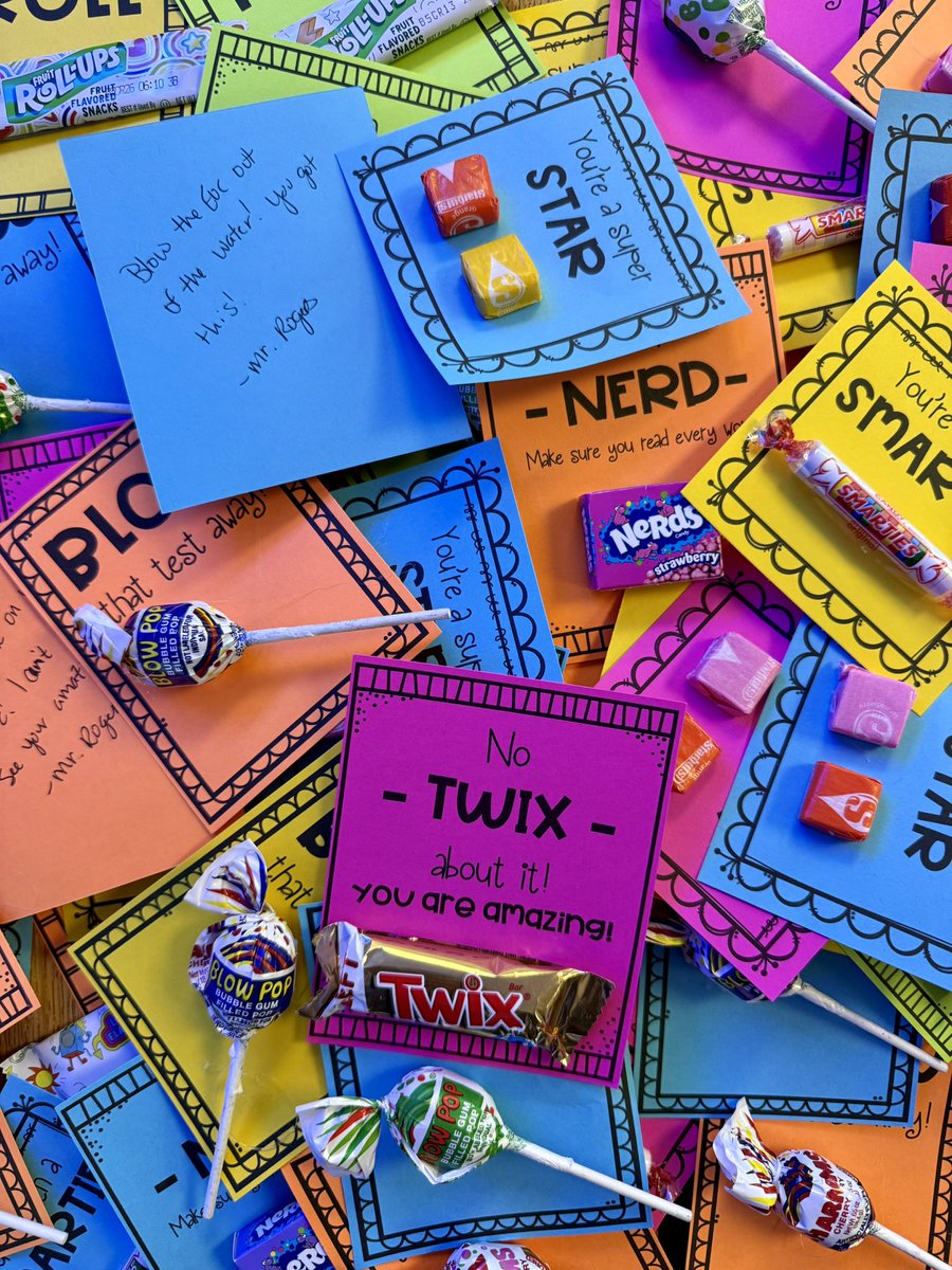 One of my favorite things to do every year is write my students a note of encouragement with a sweet treat the day before STAAR