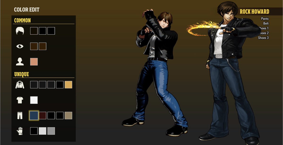 STRlF3's tweet image. FATAL FURY color edit mode is so cool and fun to play around with so I made some stuff. 

- Rock as Kyo Kusanagi
- Gato as Lei Wulong 
- Kim Dong Hwan as Kim Kaphwan
- Hokutomaru as Strider Hiryu 

#COTW