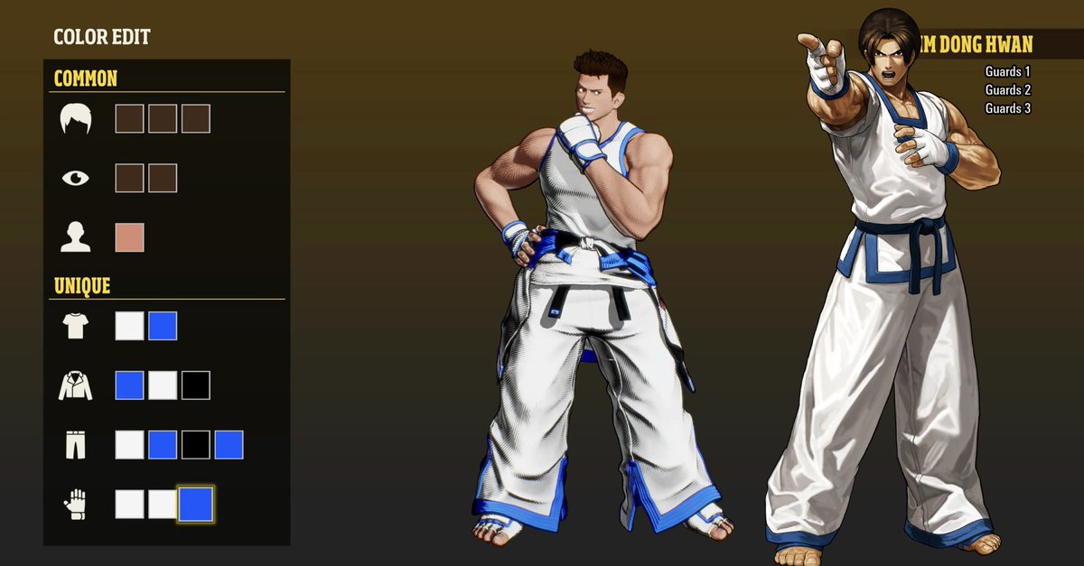 STRlF3's tweet image. FATAL FURY color edit mode is so cool and fun to play around with so I made some stuff. 

- Rock as Kyo Kusanagi
- Gato as Lei Wulong 
- Kim Dong Hwan as Kim Kaphwan
- Hokutomaru as Strider Hiryu 

#COTW