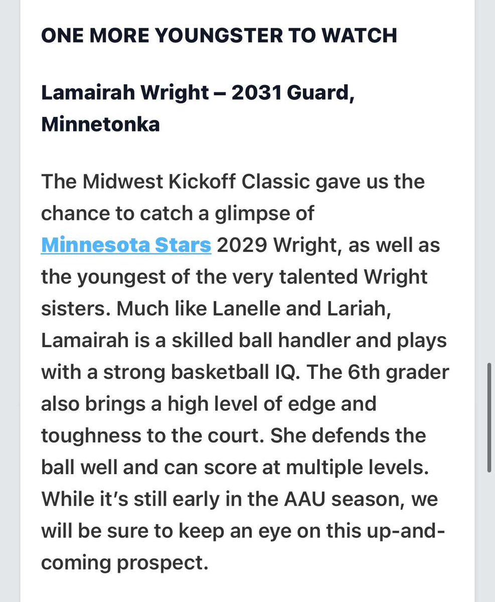 Lamairah Wright (@lamairahwright) on Twitter photo Thanks, <a href="/PGHMinnesota/">Prep Girls Hoops Minnesota</a>, for the write-up! <a href="/MNStars29Wright/">Minnesota Stars 2029 Wright</a> <a href="/MinnesotaStars/">Minnesota Stars AAU</a> Thanks, <a href="/PGHMinnesota/">Prep Girls Hoops Minnesota</a>, for the write-up! <a href="/MNStars29Wright/">Minnesota Stars 2029 Wright</a> <a href="/MinnesotaStars/">Minnesota Stars AAU</a>