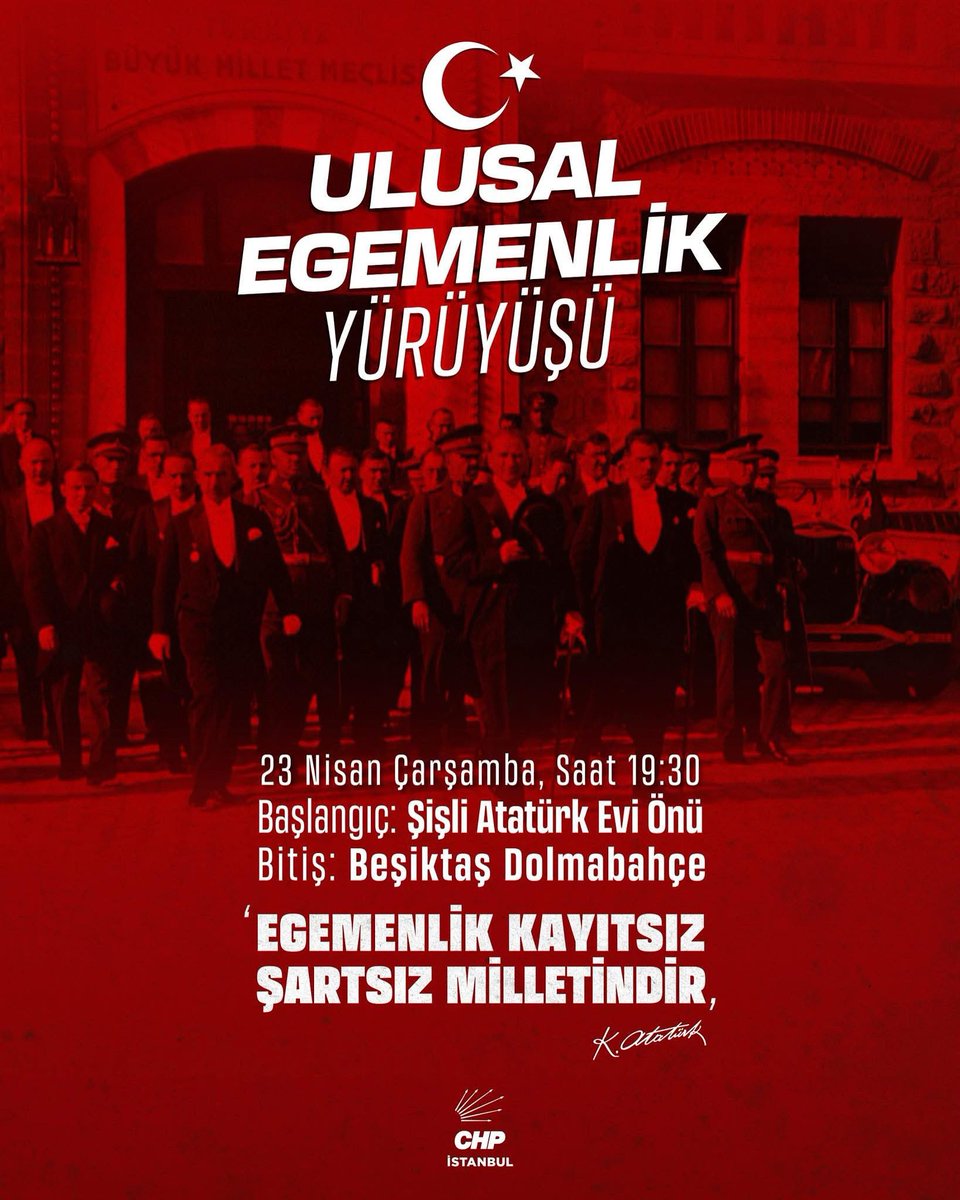 avalicansen's tweet photo. Ulusal Egemenliğimizin 105. Yılında, iktidar tarafından toplumsal muhalefetin üzerine salınan tüm antidemokratik uygulamalara karşı bir kez daha “Egemenlik kayıtsız şartsız milletindir!” diyeceğiz.  

Tüm halkımızı, şanlı bayrağımızla birlikte Ulusal Egemenlik Yürüyüşümüze bekliyoruz.

🗓️23 Nisan Çarşamba
🕐19.30
📍Başlangıç: Şişli Atatürk Evi Önü
📍Bitiş: Beşiktaş Dolmabahçe