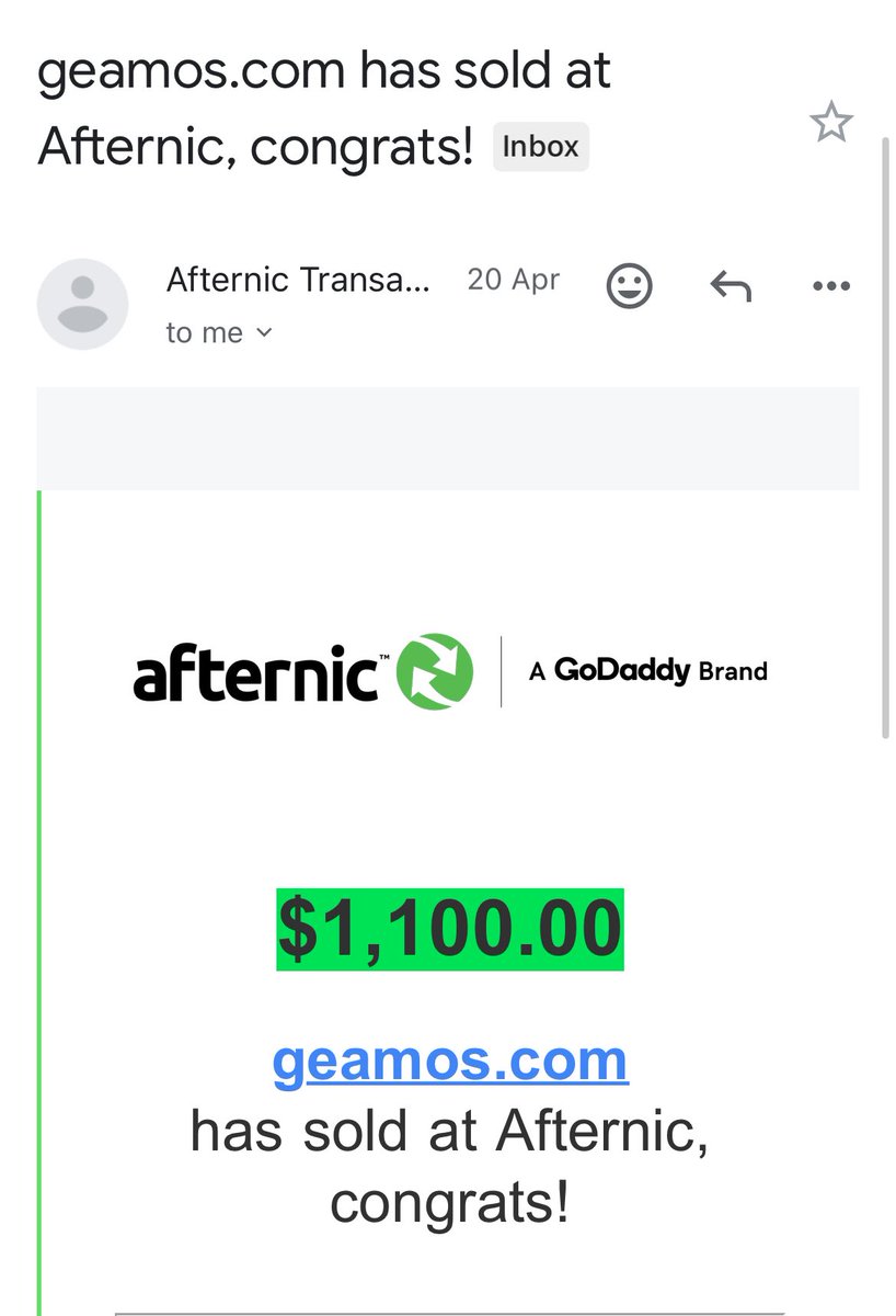 Z Domainer (@zdomainer) on Twitter photo Alhamdolilah 😊
New sale
Hold Time: 2M,10D
Hand Reg via <a href="/Dynadot/">Dynadot 🦾</a>
Trans via Afternic FT <a href="/afternic/">Afternic</a>
Special thank to <a href="/KehelAyyoub/">Ayoub Kehel</a> <a href="/kasmiyouness1/">Youness KASMI</a> <a href="/dnrater/">DNRater</a>
#ArabDomainAcademy #DomainNames Alhamdolilah 😊
New sale
Hold Time: 2M,10D
Hand Reg via <a href="/Dynadot/">Dynadot 🦾</a>
Trans via Afternic FT <a href="/afternic/">Afternic</a>
Special thank to <a href="/KehelAyyoub/">Ayoub Kehel</a> <a href="/kasmiyouness1/">Youness KASMI</a> <a href="/dnrater/">DNRater</a>
#ArabDomainAcademy #DomainNames
