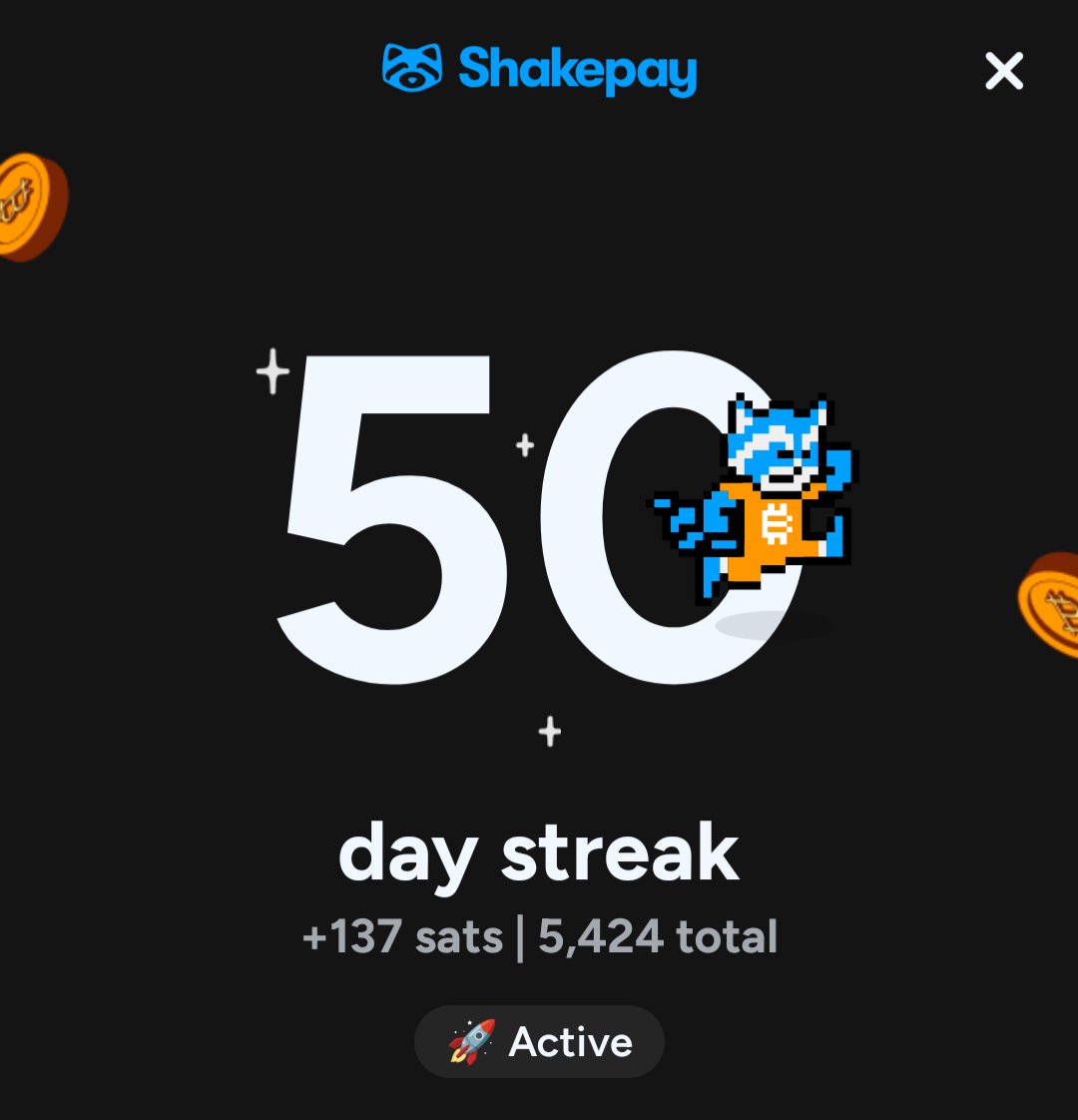 50 Days straight of Shaking Sats <a href="/shakepay/">Shakepay — Buy Bitcoin 🇨🇦</a> #shakepay #ShakinSats