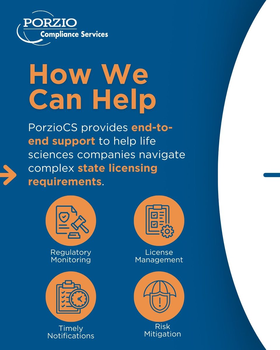 PorzioCS's tweet image. Changes by your tax or corporate team may require state drug and device licensing notifications and applications. Failing to update promptly can disrupt distribution. Stay compliant &amp;amp; avoid issues—learn how we can help: bit.ly/41R9d2s #DrugDistribution #DeviceLicensing