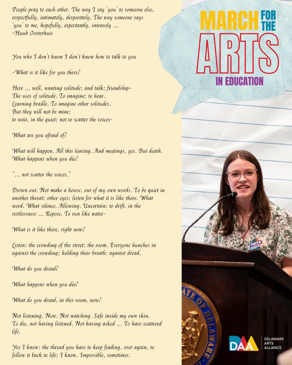 March for the Arts featured: Olivia Stevens, 2025 Poetry Out Loud Winner and student from Mount Sophia Academy in Brookside, perform at the Arts &amp; Culture Caucus
Read more at: bit.ly/2025M4A
Sign up for the next Arts &amp; Culture Caucus on May 15 at: bit.ly/ACC25rsvp