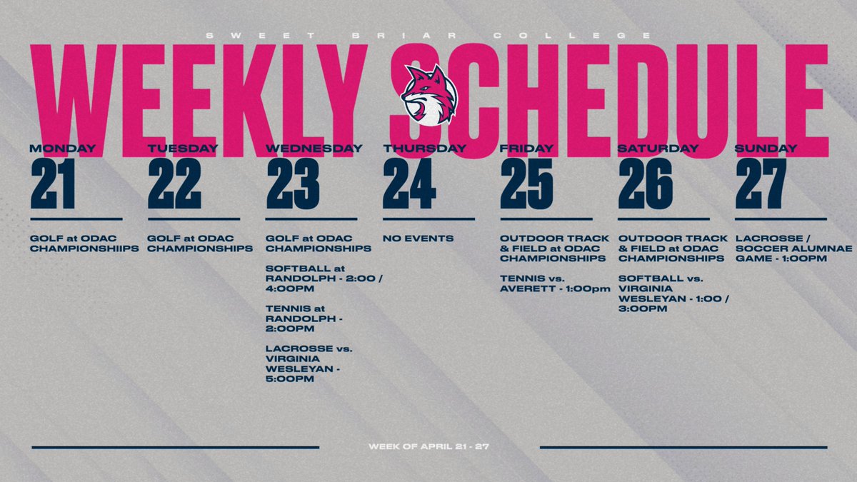 We've got a busy week ahead with the regular season concluding and ODAC Championships getting underway!

#upupsweet | #vixenFIERCE