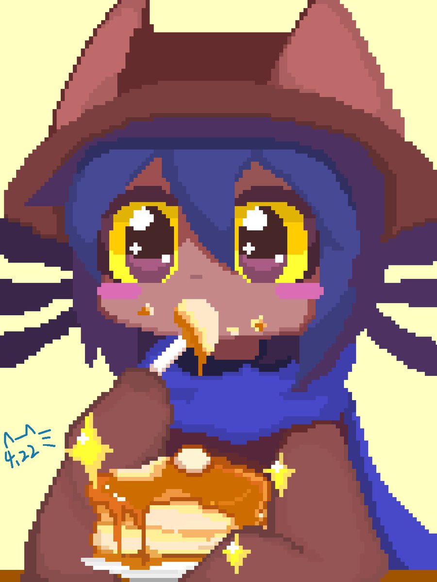 nikoです OneshotGame #oneshot #pixel_art Niko is eating a pancake🥞🥞🥞