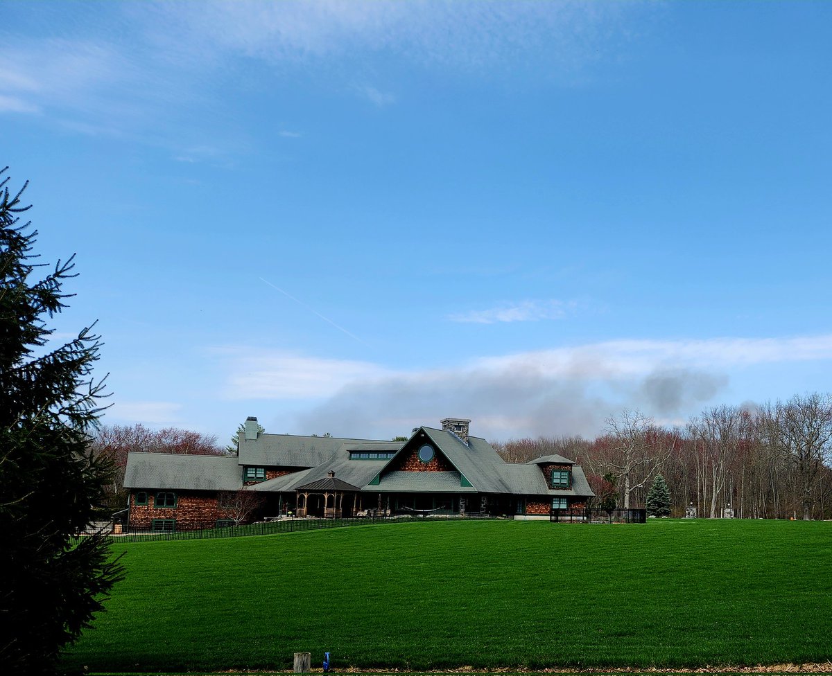 Smoke from active fire on Emily Way, Seekonk seen from Read St.
