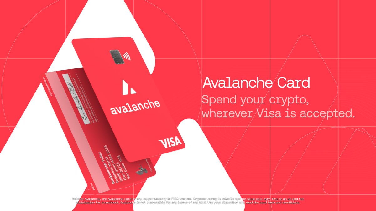 The Avalanche Card is LIVE — and the waitlist is officially OVER.

From coffee to flights, it’s crypto for everyday purchases.