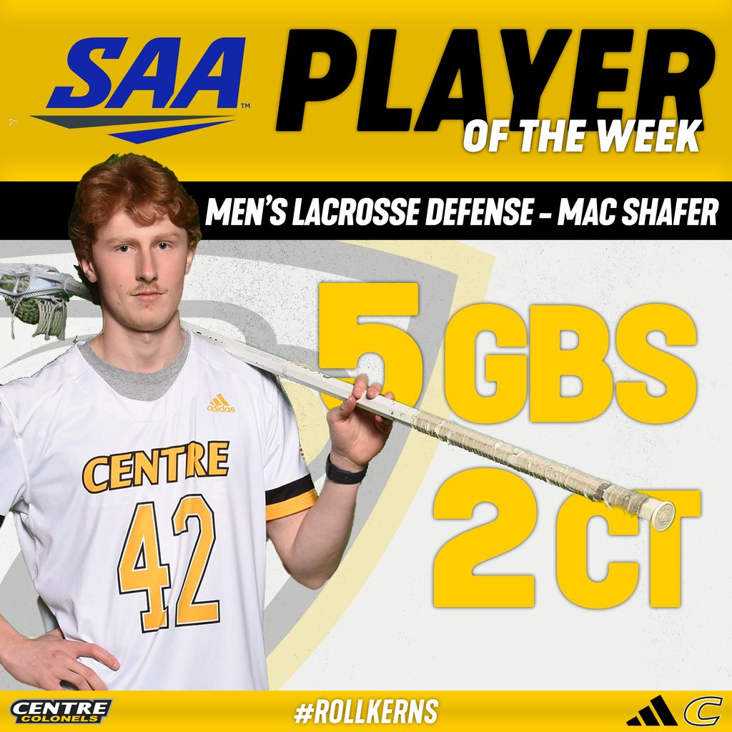 🥍 | Mac Shafer of @Centremenslax earns the final Defensive Player of the Week nod of the year! #RollKerns

centrecolonels.com/news/2025/4/21…