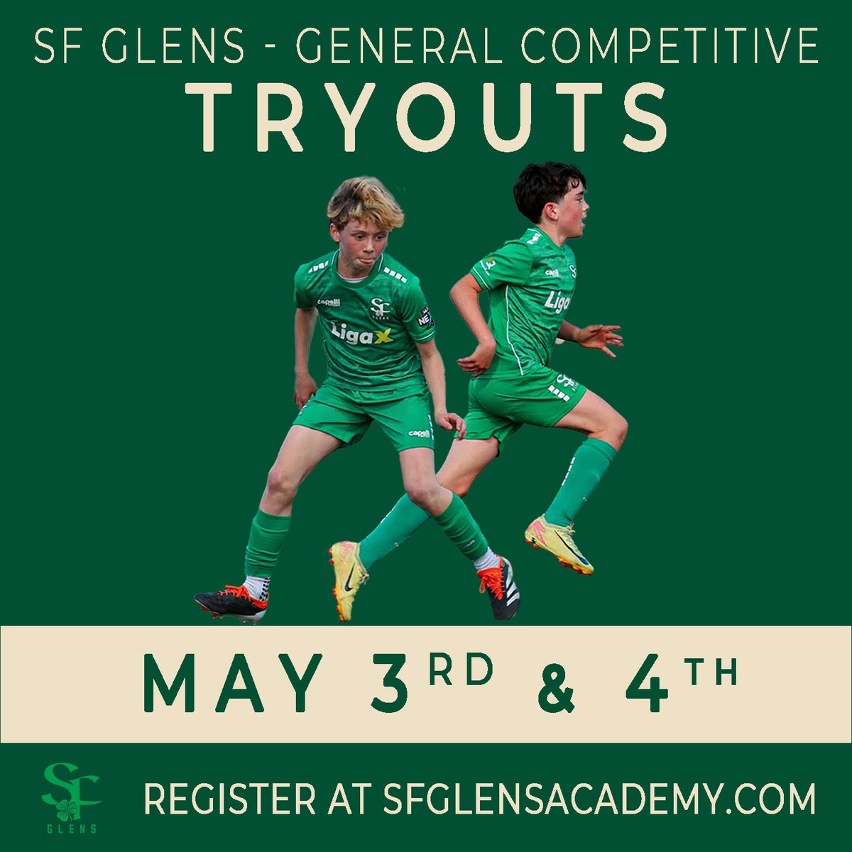 ⏳ Countdown to Glens Tryouts: May 3–4! Talent U8–U19 (2018–2007) wanted. 

Why Glens? 
✅ Only SF club with MLS NEXT &amp; Girls Academy 
✅ Compete in NPL, PRE-NPL, NorCal, SFYS 
✅ Train at exclusive Treasure Island Facility

📲 Register via link in bio!
