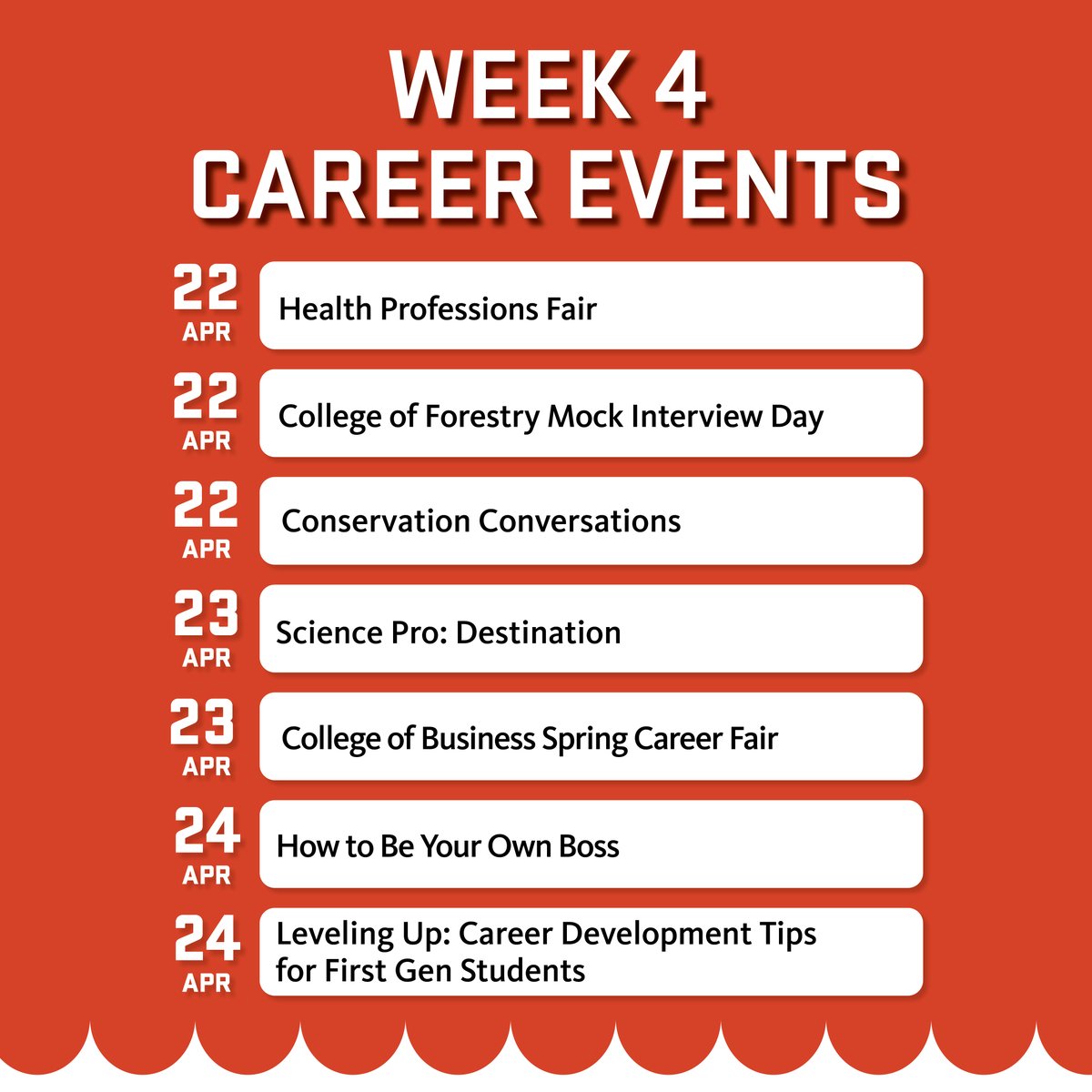 Happy week 4! This week, we have tons of great events to help you find a work opportunity, develop your skills, and plan for your future. Swipe through to learn more about each opportunity.

#career #job #internship #interview #tip #oregonstate #gobeavs #spring #careerfair