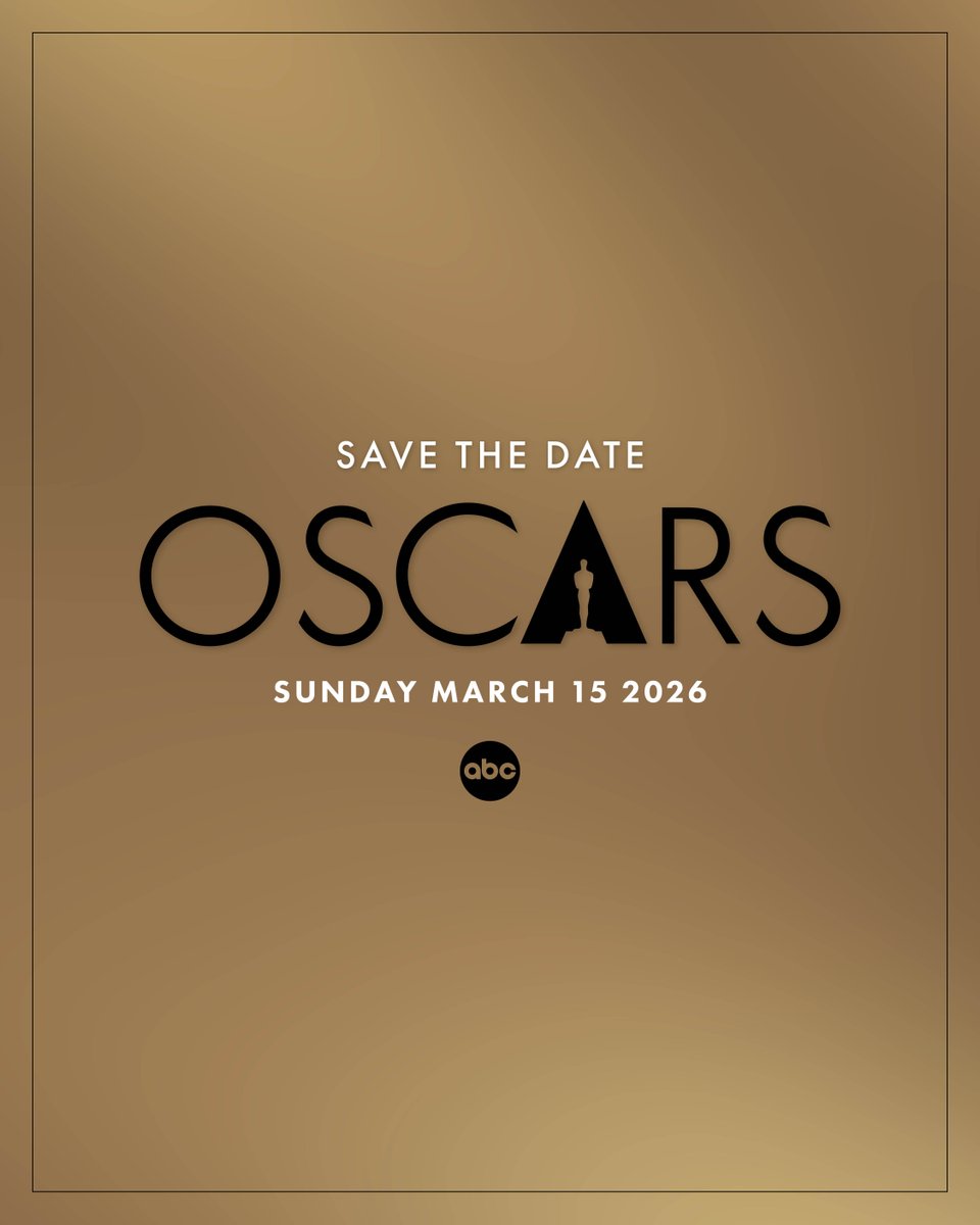 TheAcademy's tweet image. Mark your calendars! The 98th #Oscars will take place on Sunday, March 15, 2026.

Nominations will be announced on Thursday, January 22, 2026.