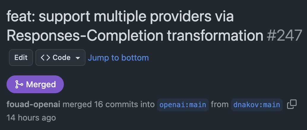 SIGKITTEN's tweet image. anon-codex is now merged to openai/codex. I didn't think they'd allow this, but they did. Kudos to @OpenAI on this one