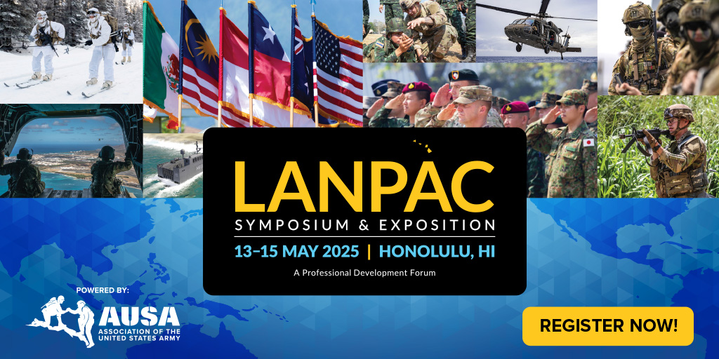 Kerry_Rea's tweet photo. Gain insight into the needs and future of the U.S. Army within the #IndoPacific theater at @AUSA’s LANPAC 2025, May 13-15 in #Hawaii! Registration is FREE for #Military and #FedGov. Learn more and save your seat 👉 https://t.co/JzXB70NHsV #USARMY https://t.co/WmXxvKiT3R