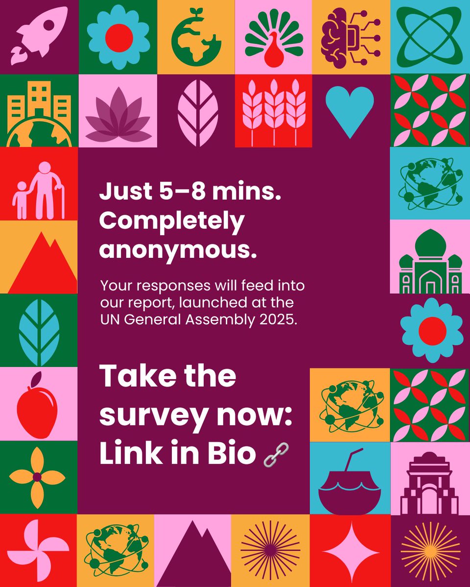 What kind of India do you want to live in by 2047?

Take 5–8 mins to share your thoughts on AI, climate, jobs &amp; more. Your voice will help shape a report for the UN General Assembly.

📣 Take the #OurFutureIndia survey now:
🔗 emea.focusvision.com/survey/selfser…
#India2047