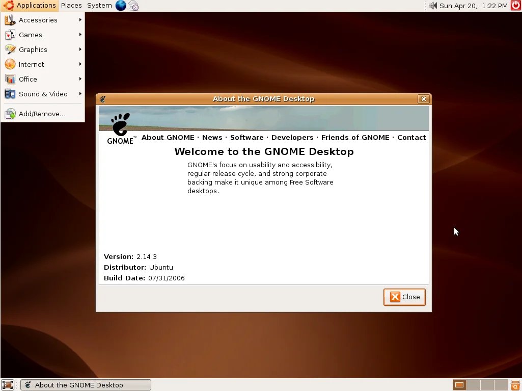 Avinashabroy's tweet image. Ubuntu 6.06 (2006)
