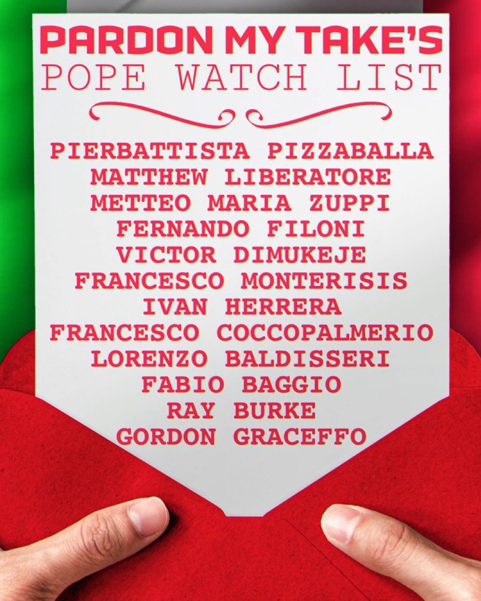Here are the Cardinals that could potentially be the next Pope. 

And yes I did see Conclave so I’m basically an expert.