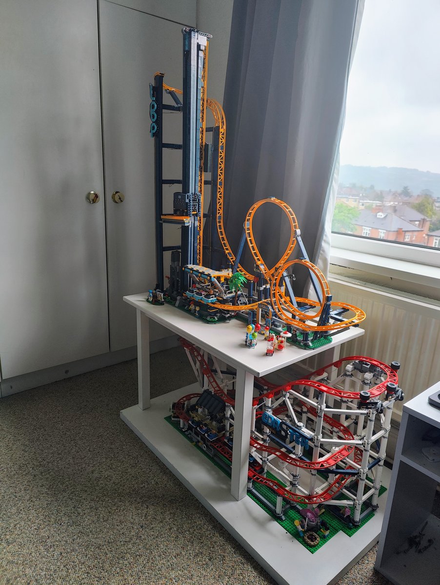 DerekFoster's tweet image. My lad has had these massive lego coaster sets a few years now and were close to tearing them down, they now have a new spot :)