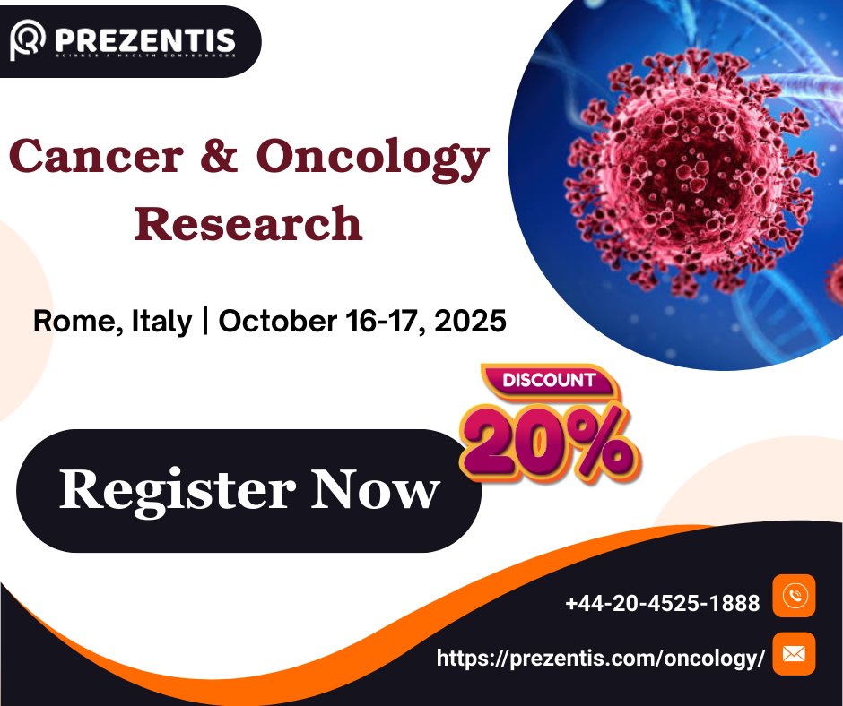 Meet the Minds Behind the Latest Cancer Research and Breakthroughs at #Oncology2025 in Rome, Italy

prezentis.com/oncology/

#clinicaloncology #cancervaccine #Cancertumor #Oncologyresearch #Cancerbiology #hematology #Immunology #Chemotherapy #Cancercare