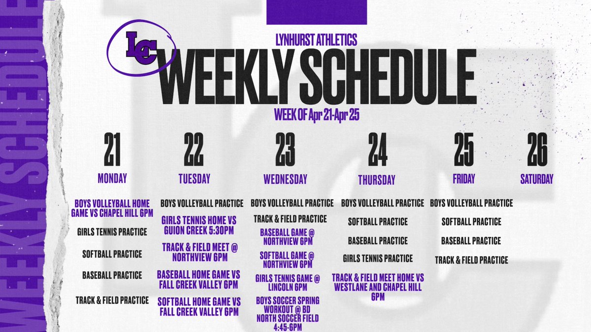 Lynhurst Athletics (@athleticslhc) on Twitter photo 📅 Don't miss your Lynhurst Giants in action this week! We have boys volleyball, softball, baseball, girls tennis, and track & field at home! <a href="/LHCWilson/">Dan Wilson</a> <a href="/LHCseanwatson/">Sean Watson</a> <a href="/Damon6961/">Damon Black</a> #wearewayne
🏐🥎⚾🎾🏃♂️🏃♀️🥏 📅 Don't miss your Lynhurst Giants in action this week! We have boys volleyball, softball, baseball, girls tennis, and track & field at home! <a href="/LHCWilson/">Dan Wilson</a> <a href="/LHCseanwatson/">Sean Watson</a> <a href="/Damon6961/">Damon Black</a> #wearewayne
🏐🥎⚾🎾🏃♂️🏃♀️🥏
