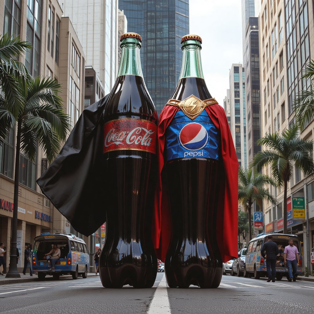 works_dennis's tweet photo. Picture this:

🟥 A giant Coca-Cola Beverages Africa - Kenya  Coca-Cola FEMSA bottle in Nairobi’s CBD casting real shadows.

🟦 A PepsiCo bottle styled like a superhero—but still unmistakably Pepsi.
#VisualStorytelling https://t.co/T8cN6tqywz