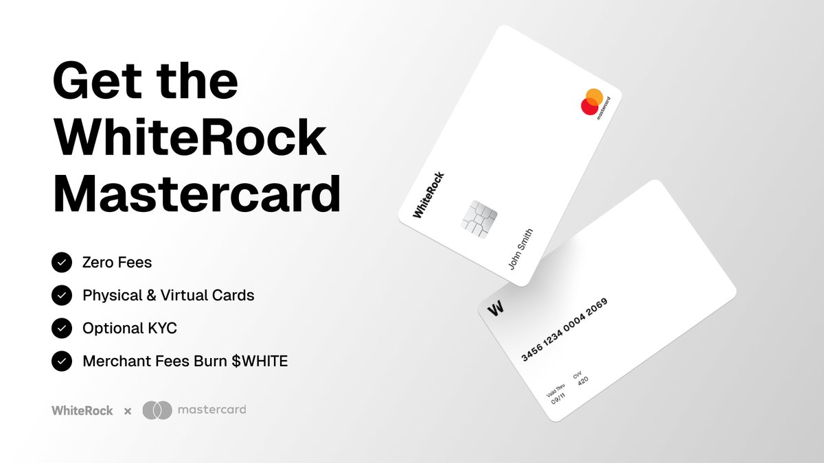 WhiteRock (@whiterock_fi) on Twitter photo $WHITE is no longer just a token, it’s now a fully integrated real-world asset layer.
With the WhiteRock debit card by <a href="/Mastercard/">Mastercard</a>, you can now spend your tokens in everyday life.
From coffee to travel with over 40 million merchants worldwide.
Read more ⬇️ $WHITE is no longer just a token, it’s now a fully integrated real-world asset layer.
With the WhiteRock debit card by <a href="/Mastercard/">Mastercard</a>, you can now spend your tokens in everyday life.
From coffee to travel with over 40 million merchants worldwide.
Read more ⬇️