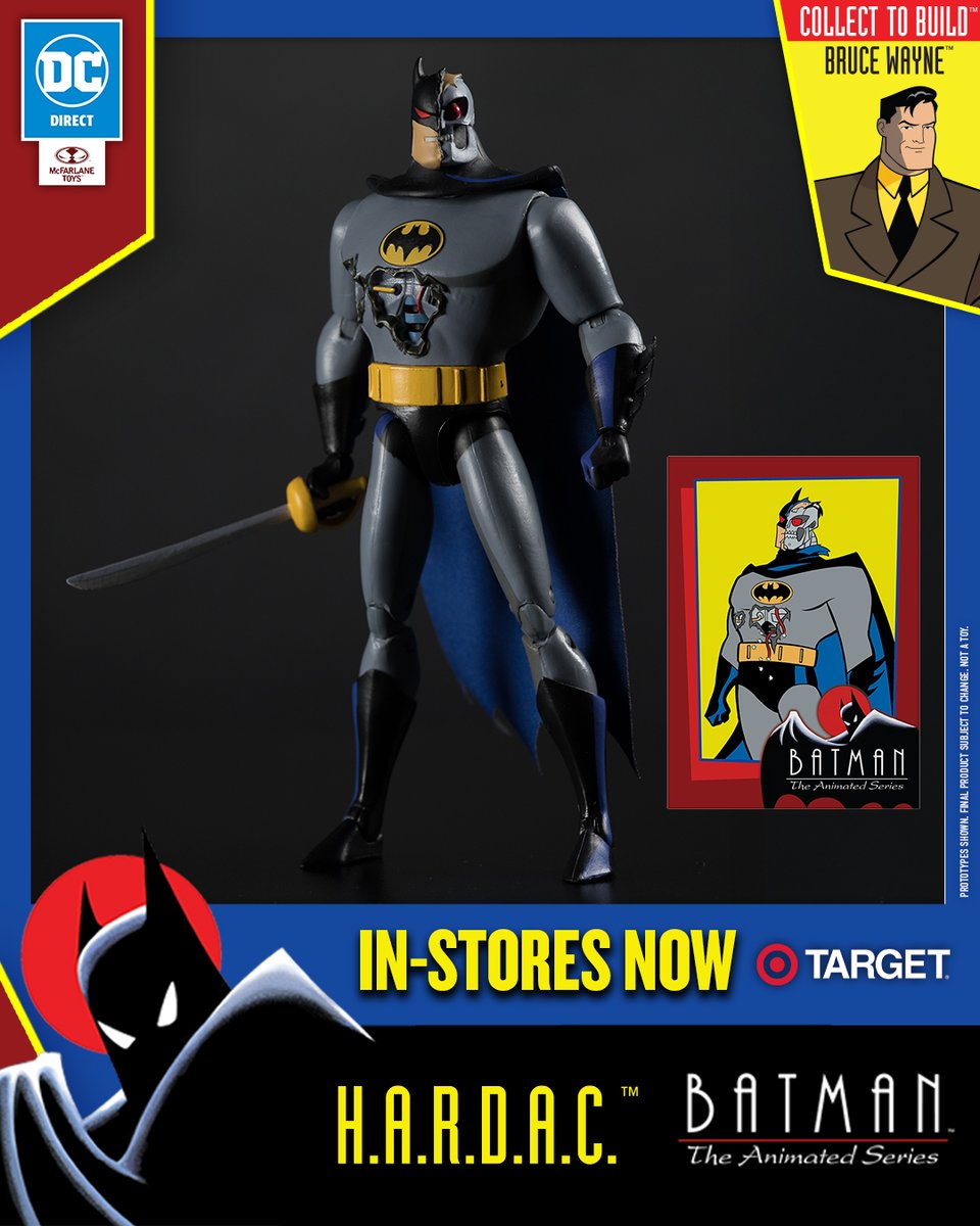 mcfarlanetoys's tweet photo. #HARDAC™ from #BatmanTheAnimatedSeries™ is available in-stores NOW exclusively at @Target!
6" scale figure includes 1 of 4 BRUCE WAYNE™ collect to build pieces, 4 extra hands, sword, 2 heads, 2 capes, art card and base.
#McFarlaneToys #DCDirect #Batman #Target https://t.co/iOS9ouNp8o