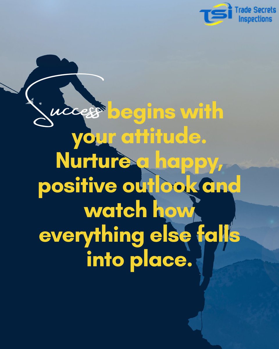 TradeSecretsIns's tweet photo. Your mindset shapes your success. 💡
Start with a positive attitude and everything else begins to align. Happiness isn’t just a byproduct—it’s the fuel.
#MindsetMatters #MondayMotivation #PositiveVibes #LeadershipMindset #SuccessStartsHere #TSIInspires #TradeSecretsInspection https://t.co/NRPJzi2sdI